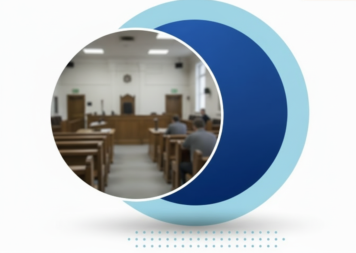 Two men in suits shaking hands in a modern office lobby.