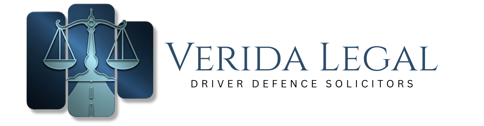 Logo for Verida Legal, featuring a stylized scale of justice set against a dark blue background with a road motif.