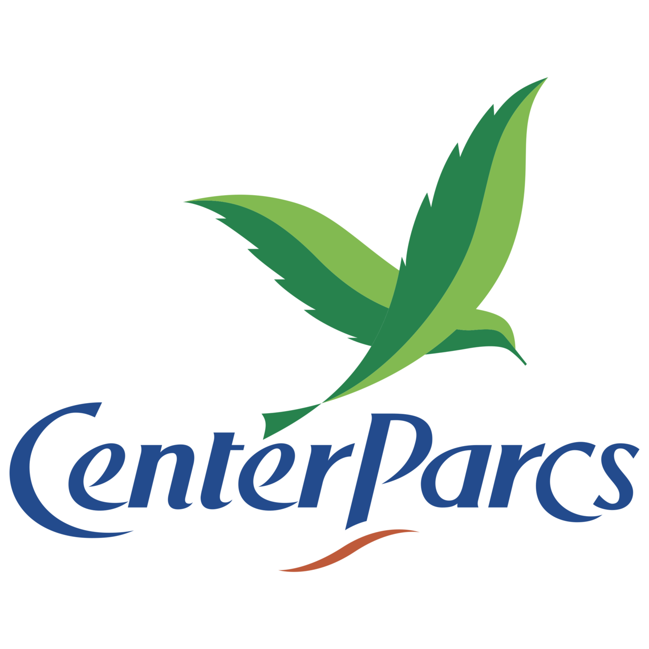 Center Parcs logo with a green bird-like shape and blue text on a white background.