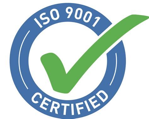Blue and green ISO 9001 Certified logo. A green checkmark is inside a blue circle with white text.