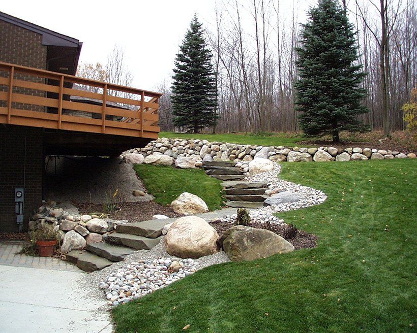 After landscaping change of elevated area — Clarkston, MI — Lowries Landscape Inc