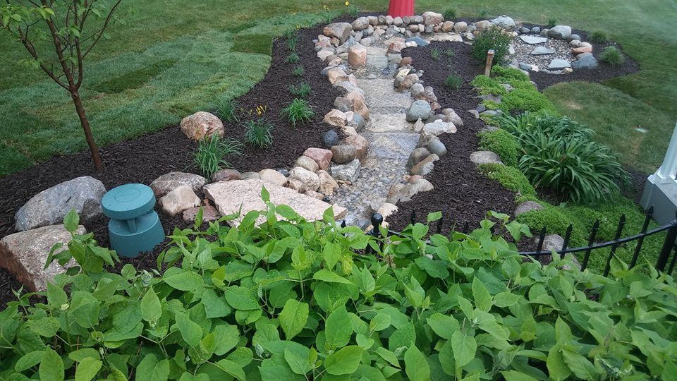 Top view of waterfall — Clarkston, MI — Lowries Landscape Inc