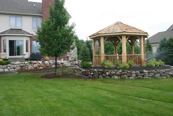 Garden with small gazebo — Clarkston, MI — Lowries Landscape Inc
