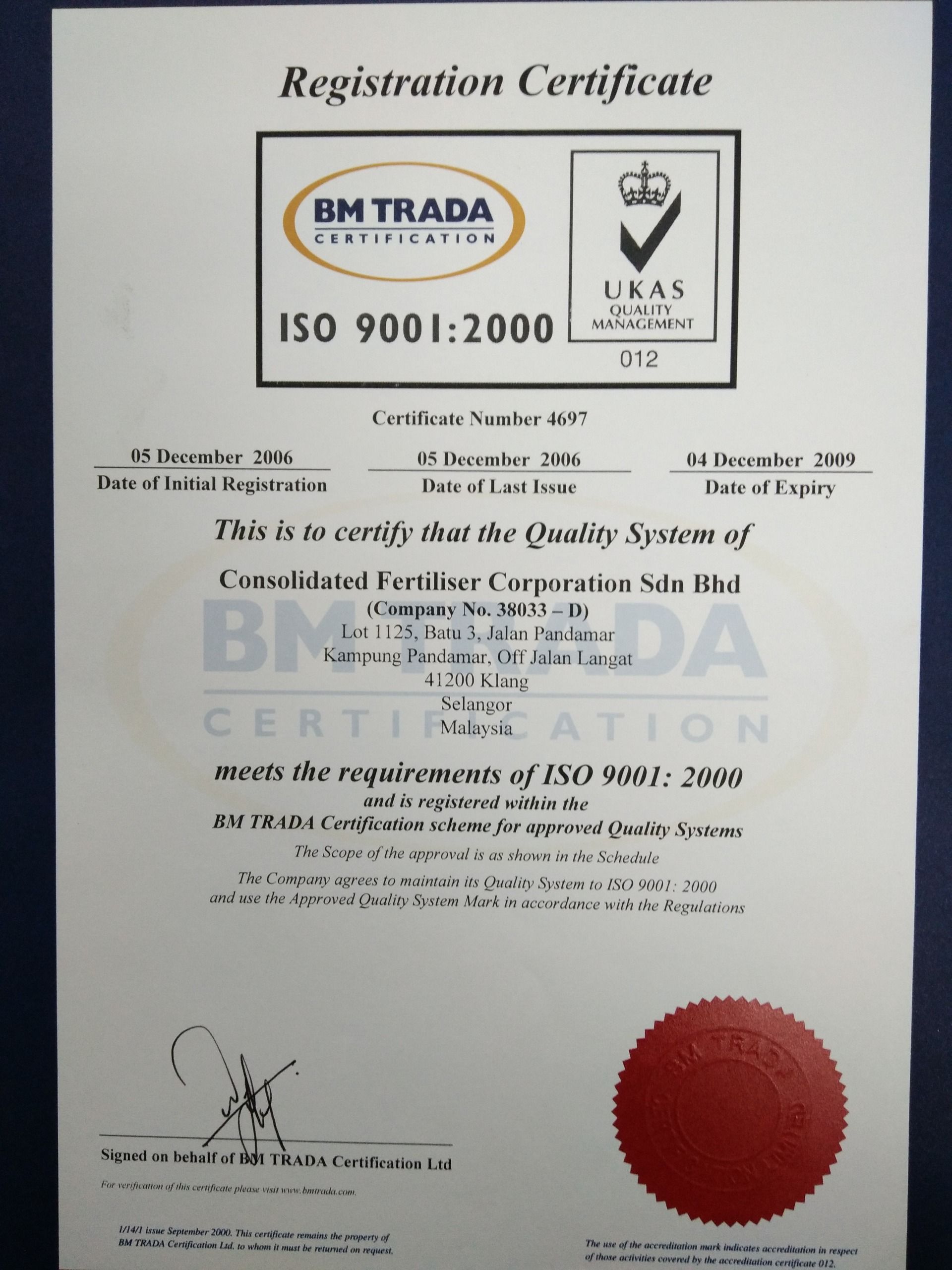 A certificate that says registration certificate on it