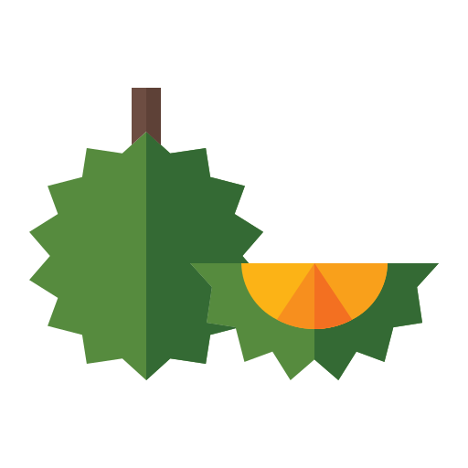 白色背景上的平面风格的榴莲图标。