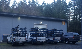 Custom Residential Glass Experts — Parked Company Vehicles in Gig Harbor, WA