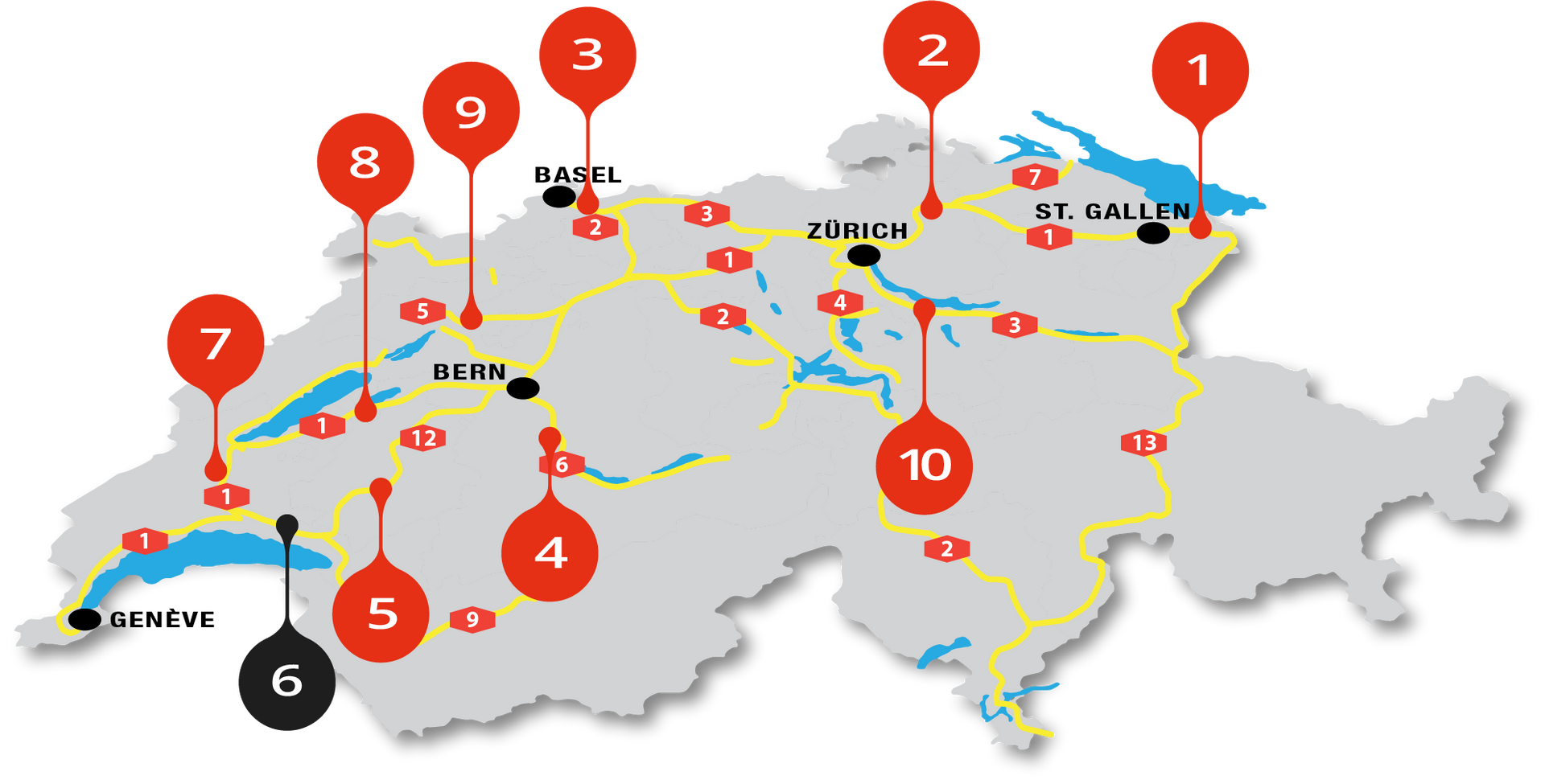 Schweizerkarte Raststätte Lavaux