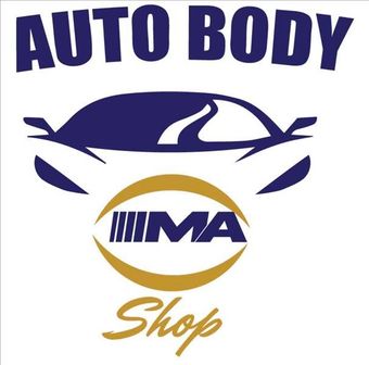 Auto Body and Detailing LLC ad with white pickup truck, blue background, contact info and Reno, NV address