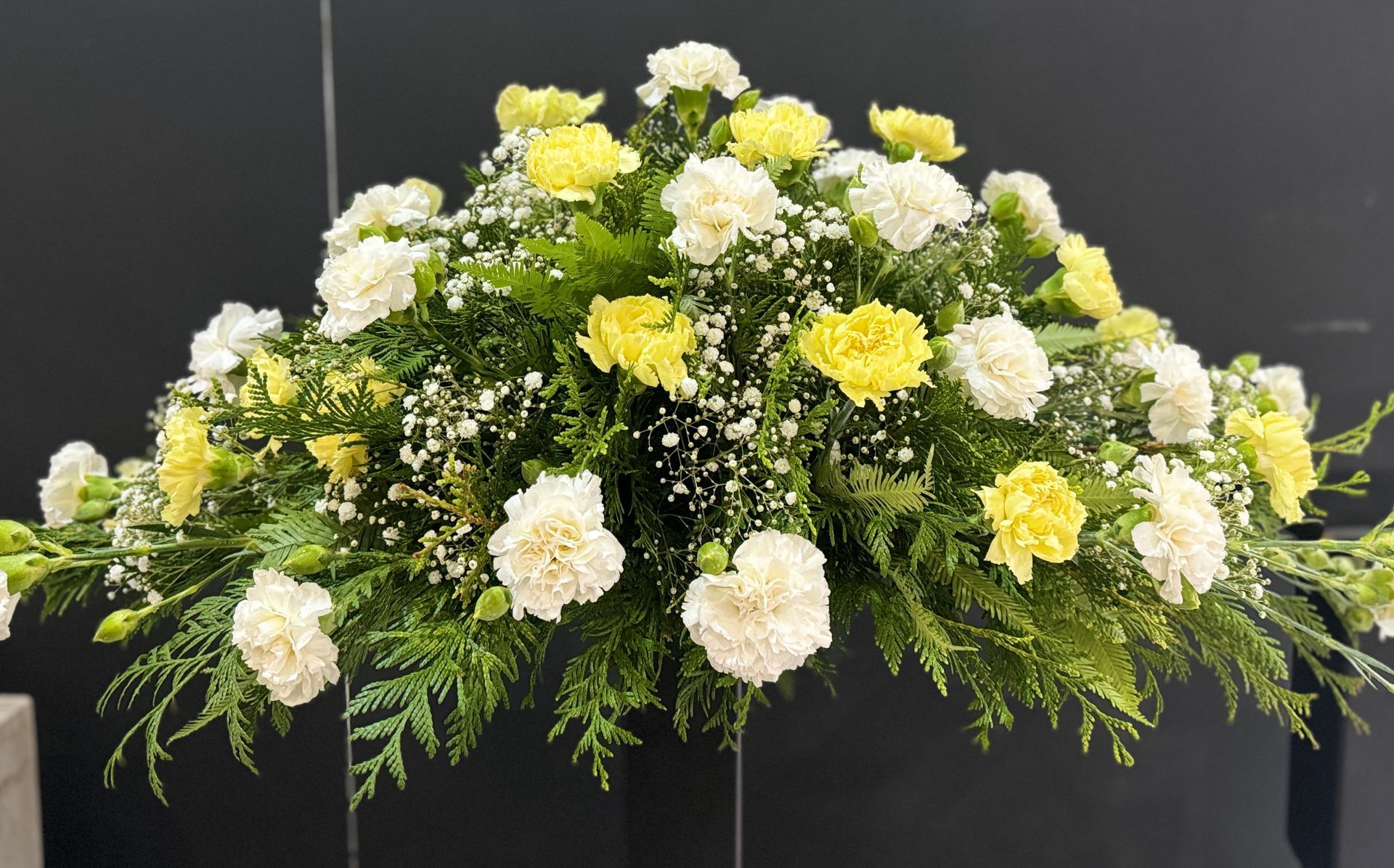 White and Yellow  Funeral Flower Arrangement — J'adore Flowers & Gifts Cairns In Earlville, QLD