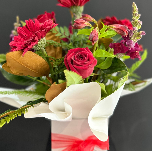 Bouquet of Red Roses, Carnations, and Other Flowers in a Square Box — J'adore Flowers & Gifts Cairns In Earlville, QLD