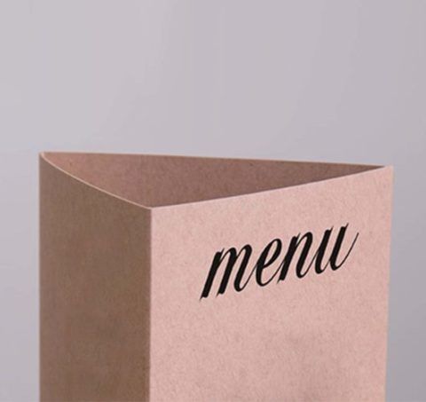 Brown paper menu sign with