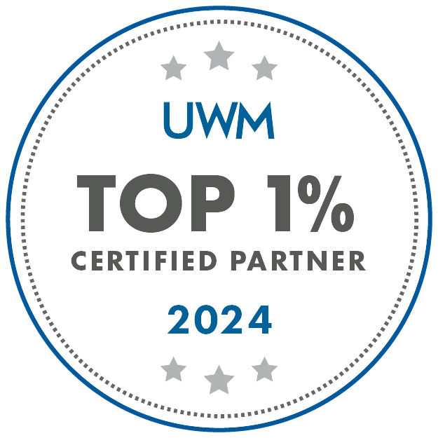 The logo for uwm is a top 1 % certified partner in 2024.