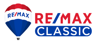 A re / max classic logo with a hot air balloon in the middle.