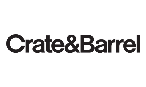 The logo for crate & barrel is black and white on a white background.