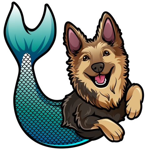 German Shepard mermaid dog for pet wash at Mermaid Car Wash and Pet Wash