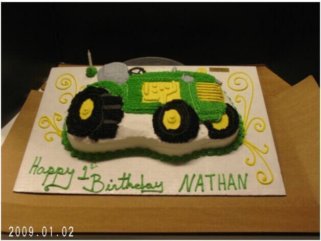 Green tractor birthday cake, 