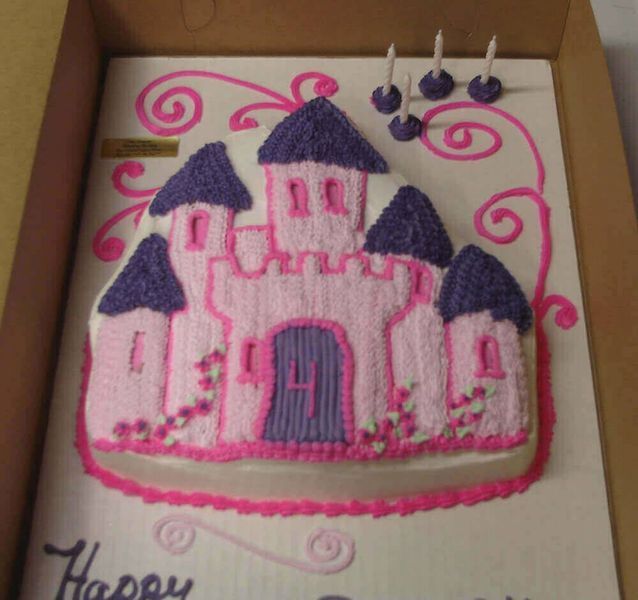 Pink and purple castle cake with 