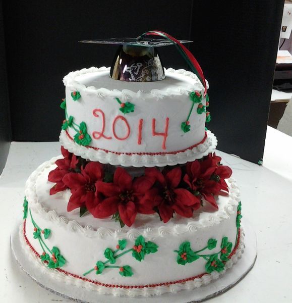 Two-tiered graduation cake with 