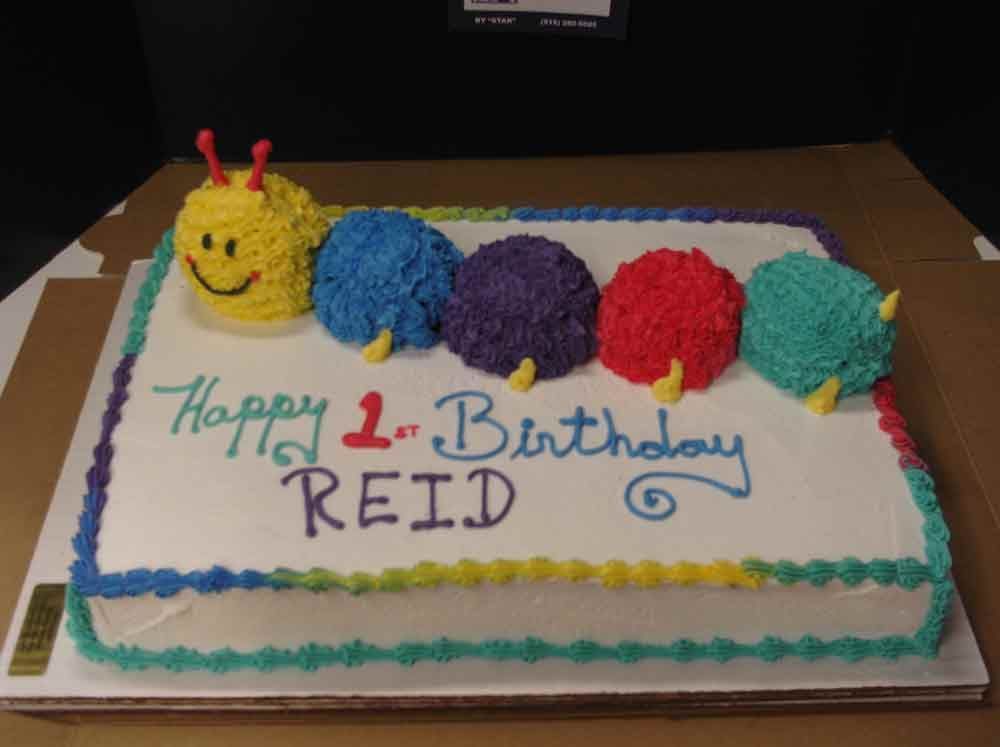 Cake decorated as a caterpillar with 