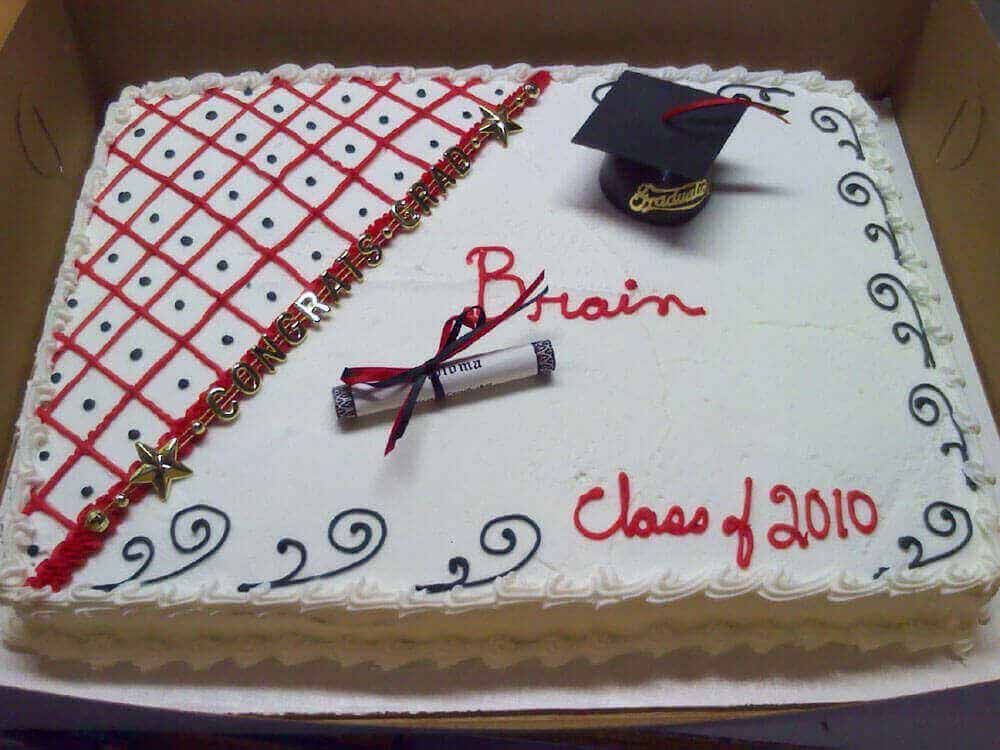 Graduation cake with red 