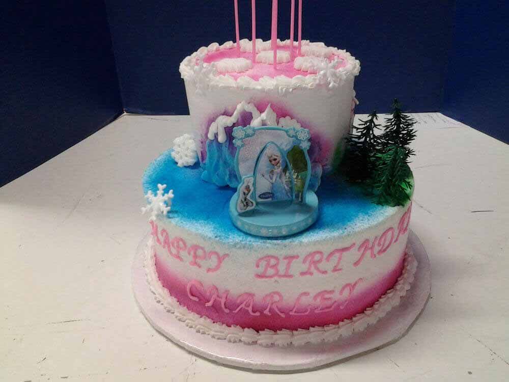 Two-tiered birthday cake with an 