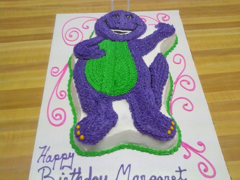 Barney the dinosaur birthday cake with 