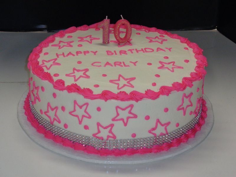 Pink and white birthday cake with stars, 