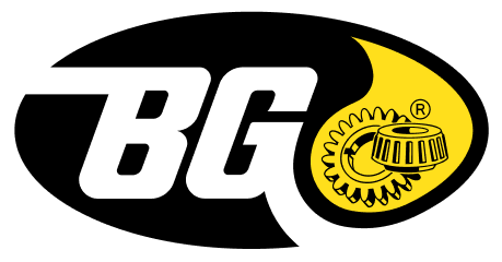 BG logo with white letters on a black oval, a yellow flame containing a gear symbol. | Clemente's Auto Care