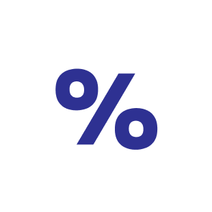 Blue percent symbol on white background. | Clemente's Auto Care