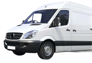 White cargo van on a white background. | Clemente's Auto Care