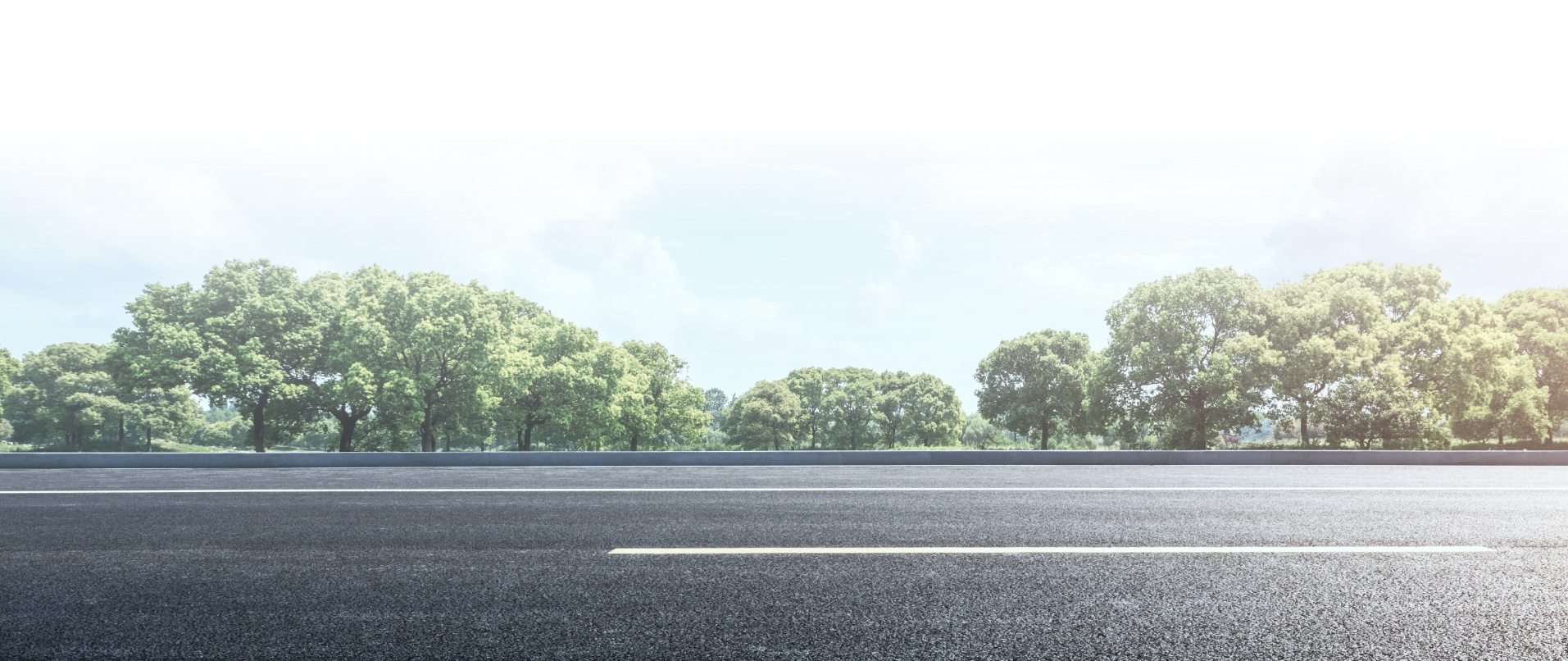 Asphalt road with a row of trees against a hazy sky. | Clemente's Auto Care