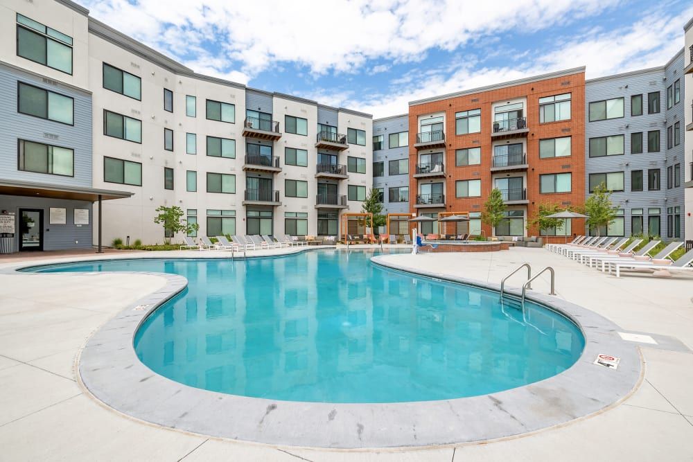 Swimming pool at Marq Iliff Station in Aurora, CO.