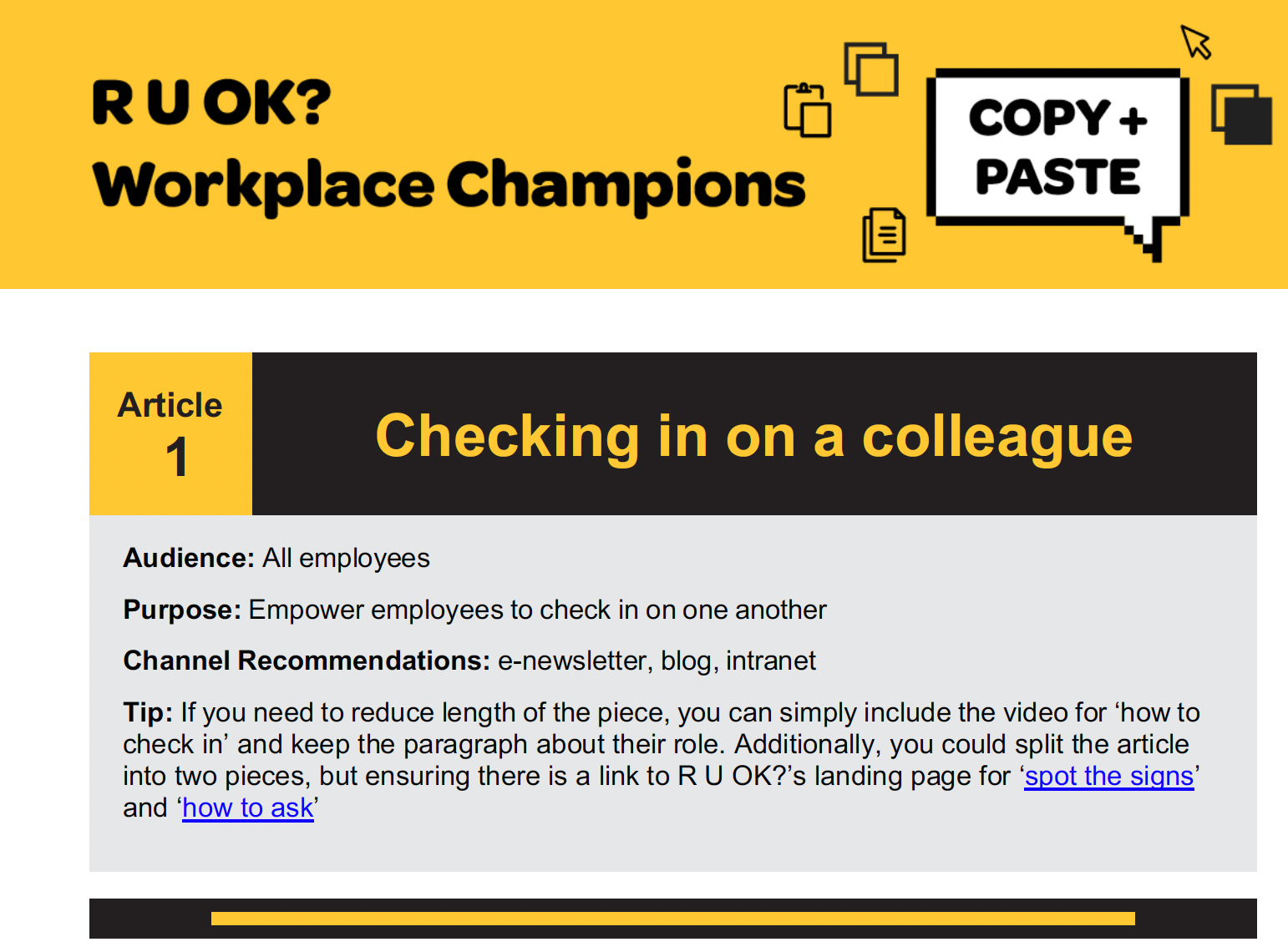 Workplace Champion Article: Checking in on a colleague