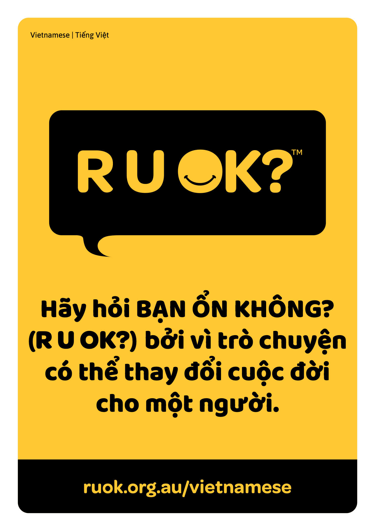 R U OK? poster in Vietnamese