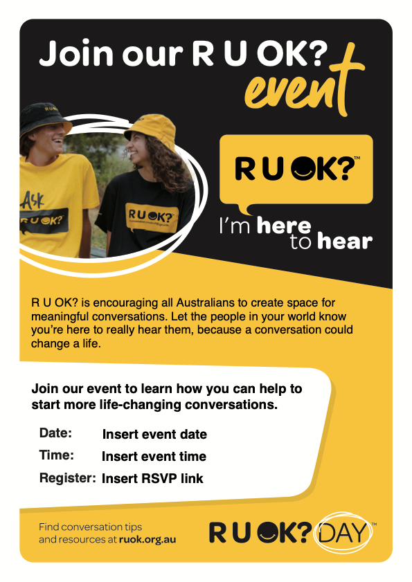R U OK? editable event poster