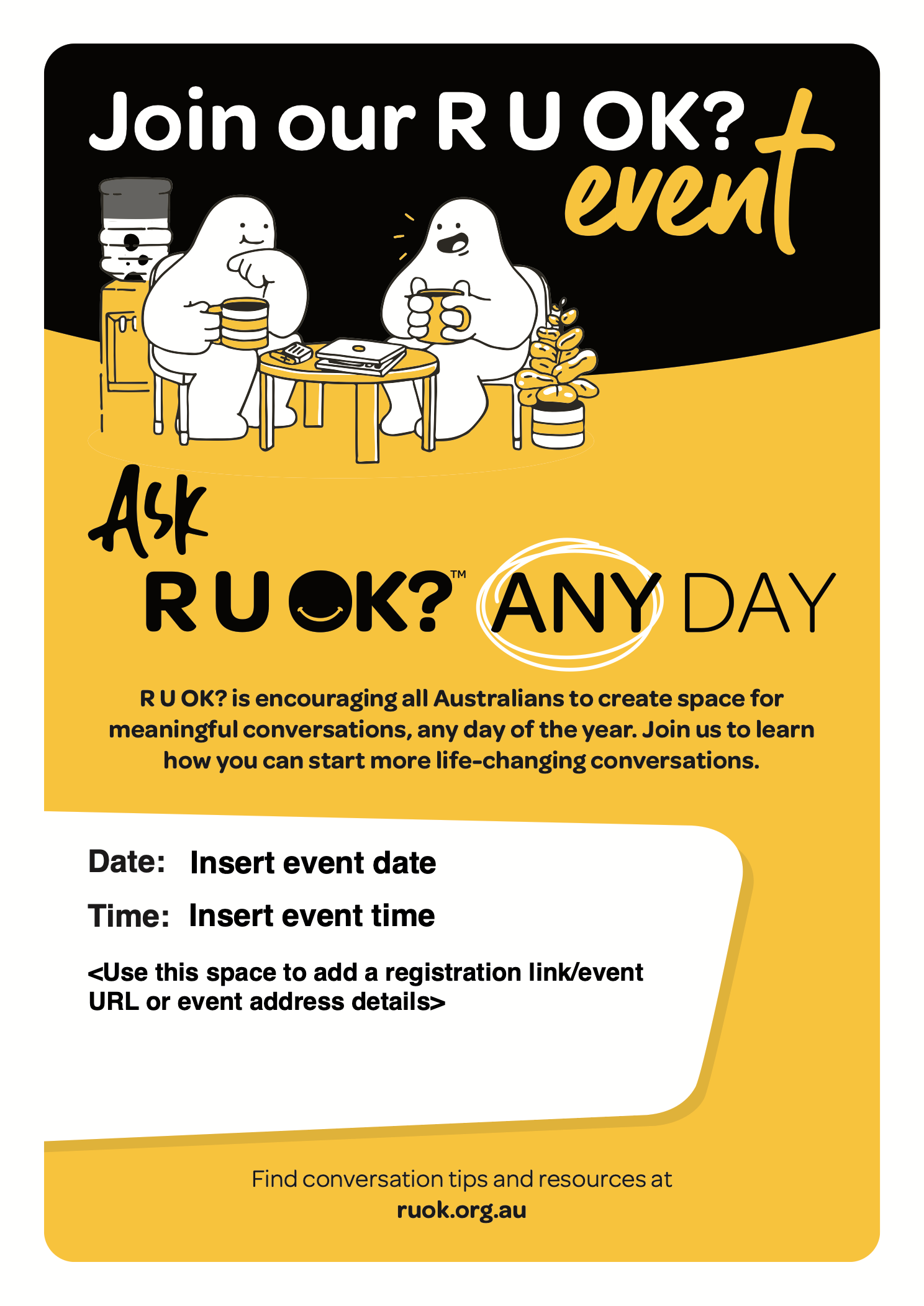 R U OK? editable event poster