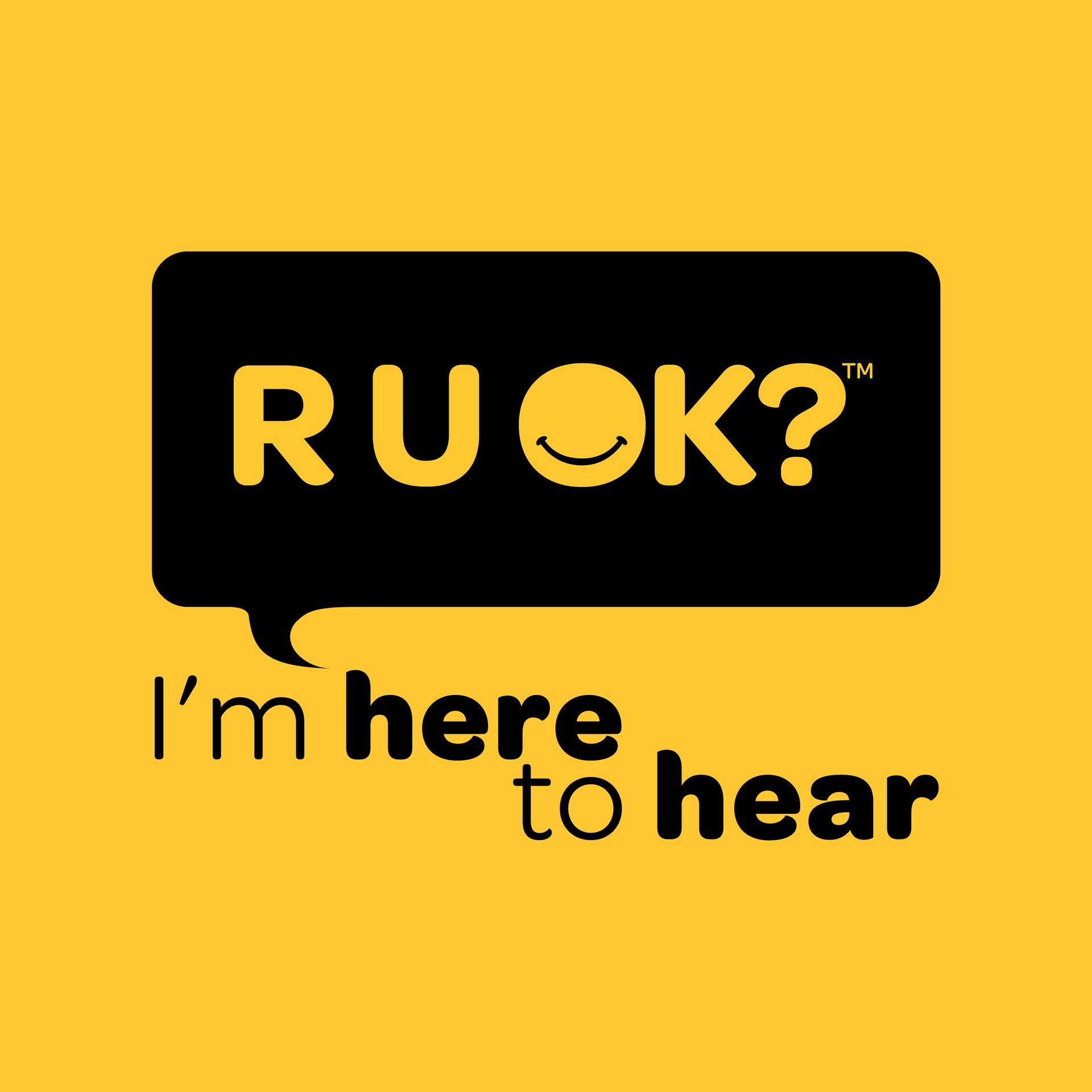 R U OK? I'm Here to Hear logo
