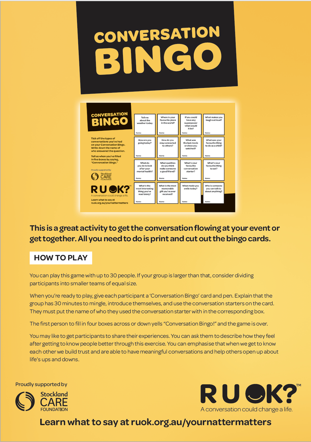 R U OK? A conversation could change a life