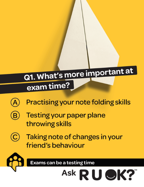 university testing times poster - paper plane