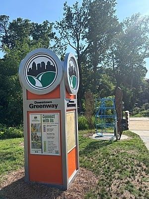 Downtown Greenway walking path in Greensboro NC, a favorite spot for new residents