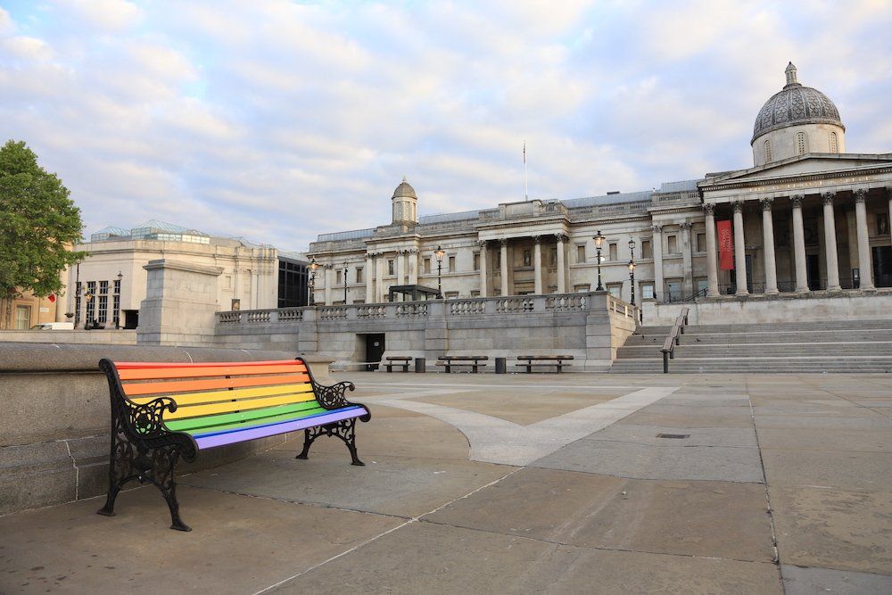 Block London teams with artist Paul Insect to place Rainbow Benches around empty central London