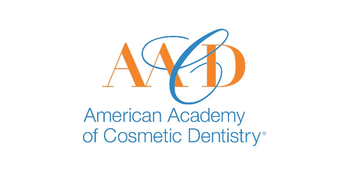 Logo of the American Academy of Cosmetic Dentistry; orange AAD letters with a blue 