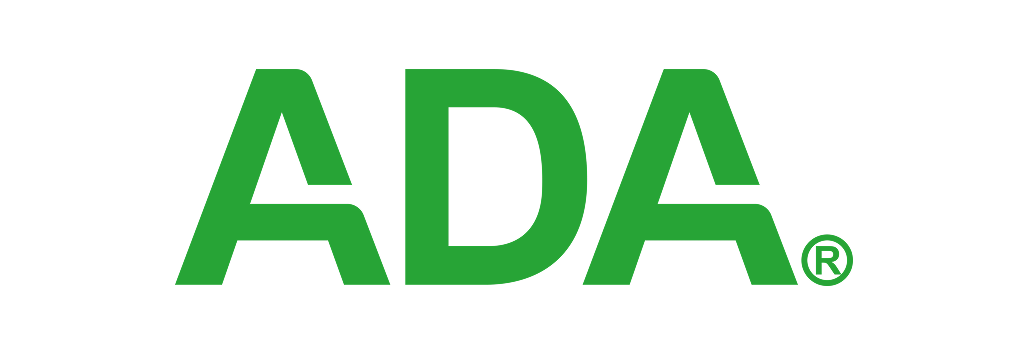 The green logo for the American Dental Association, featuring the acronym ADA followed by a registered trademark symbol.