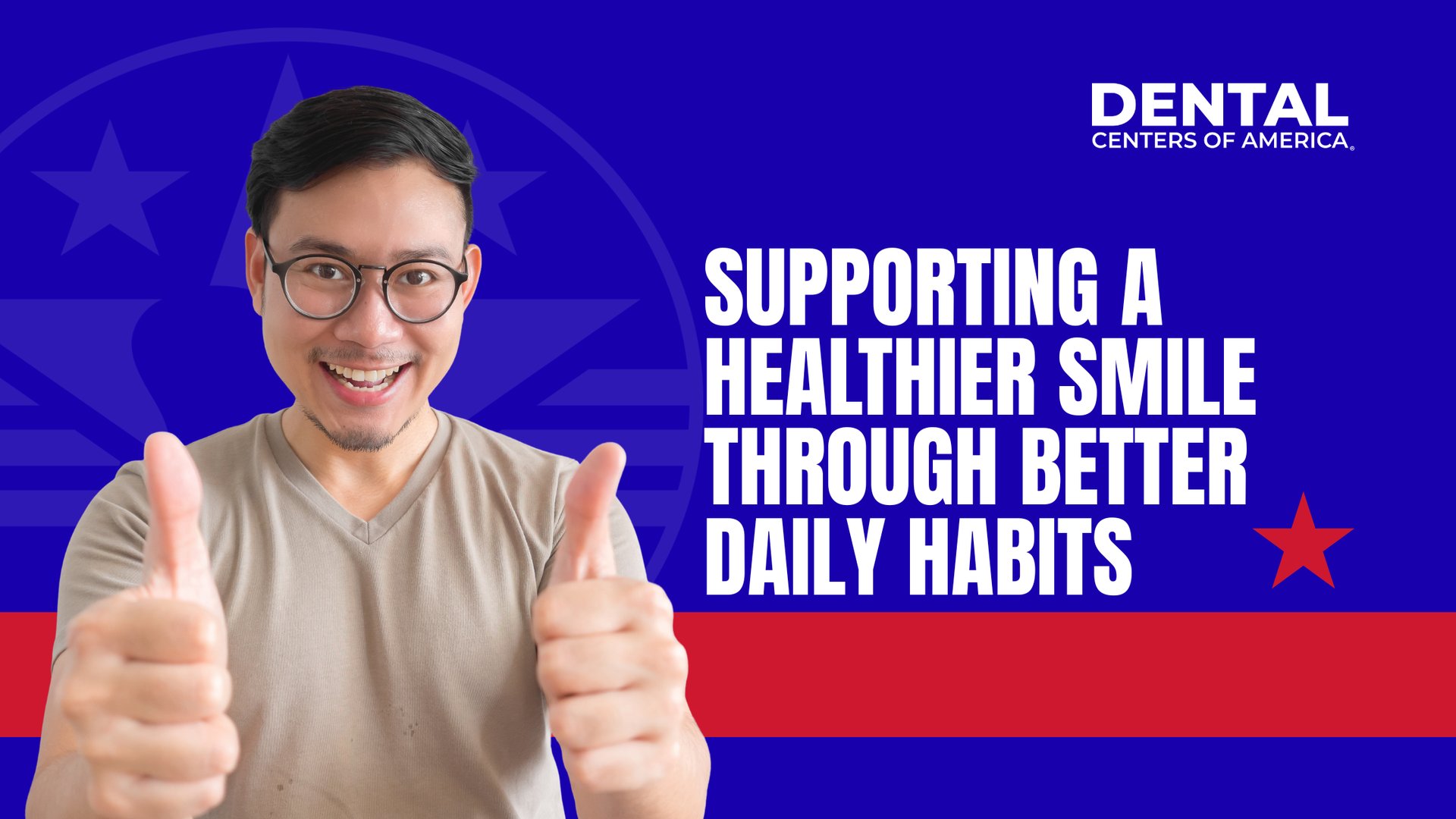 Smiling man giving thumbs up, with text 