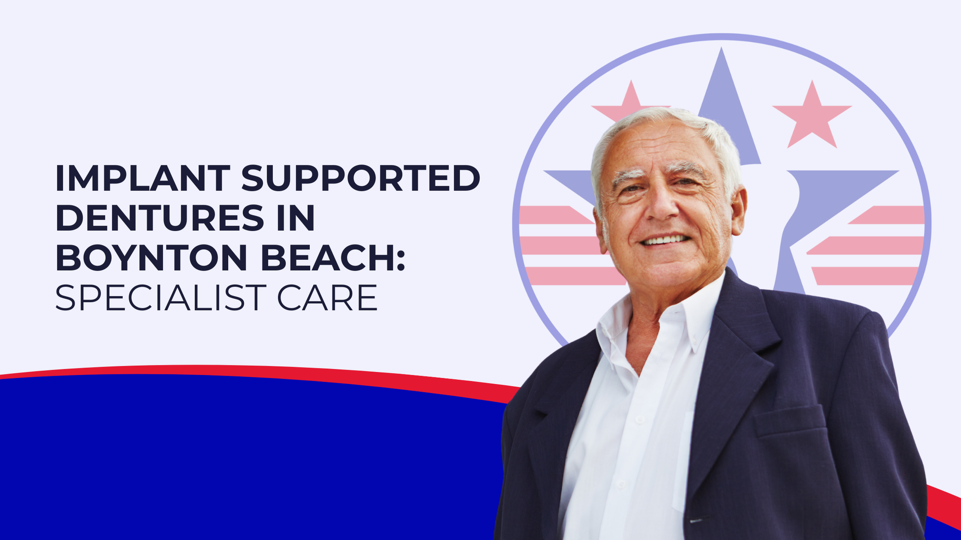 Abstract design with red and blue stripes at the bottom.