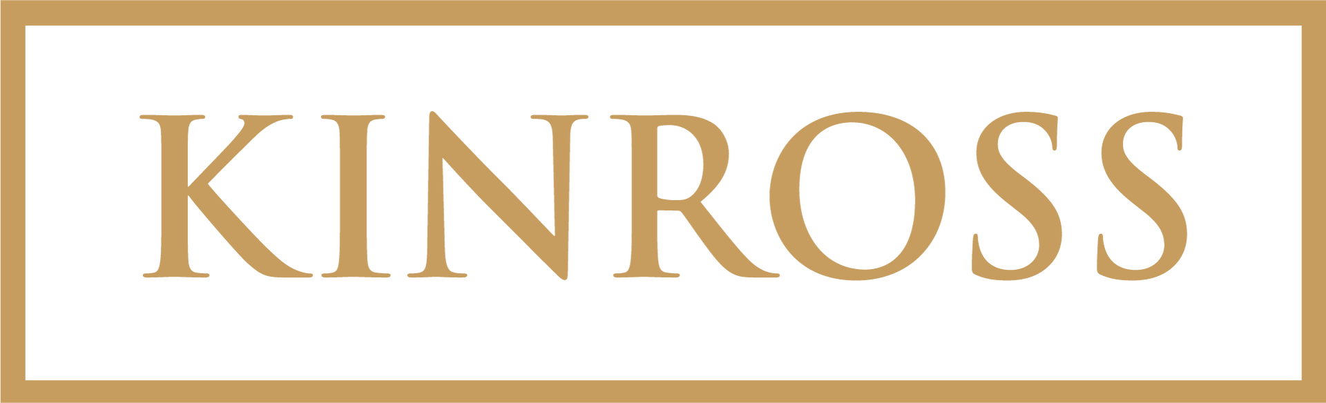 A logo for kinross is shown on a white background.