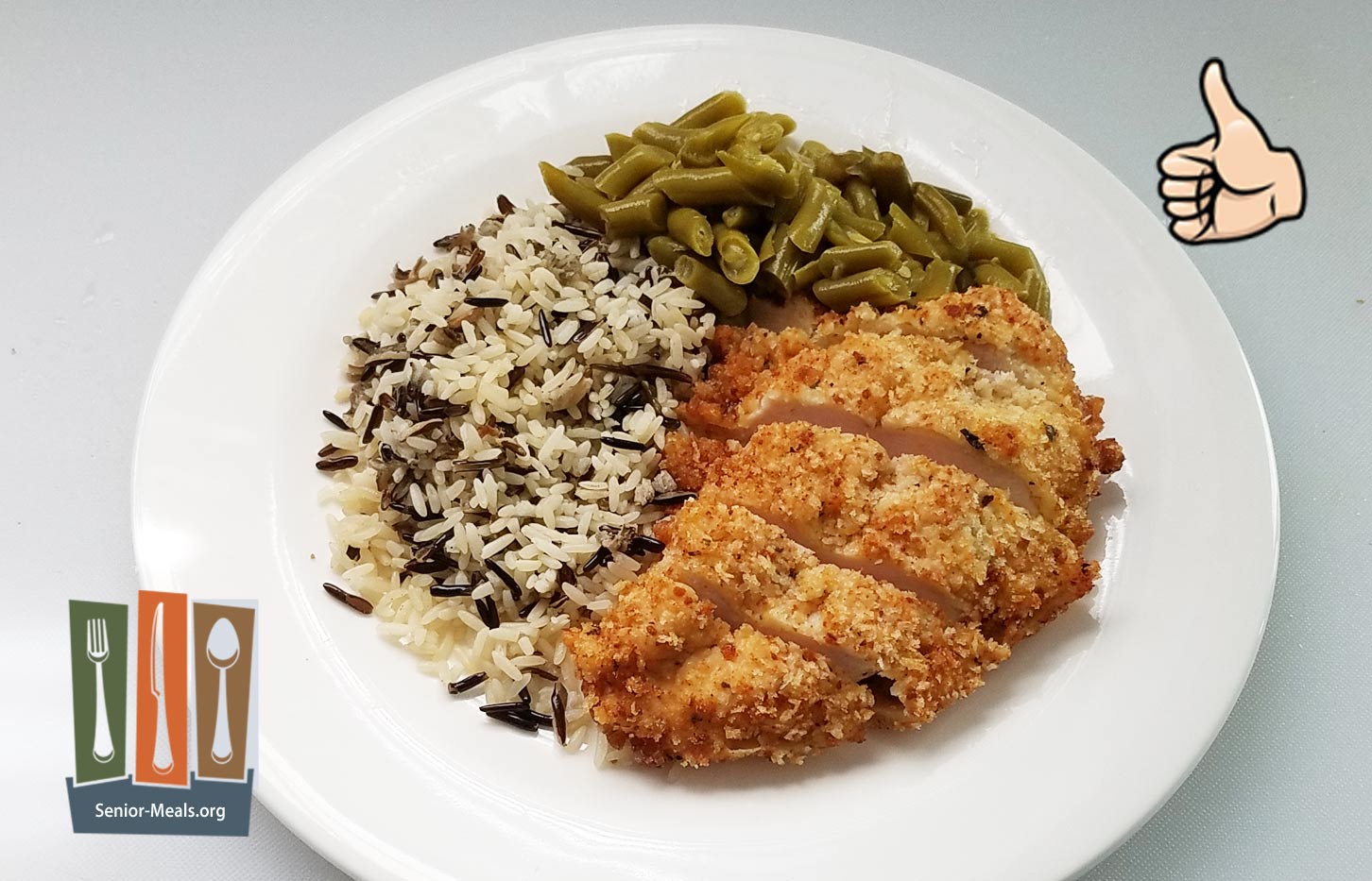 Chicken Cutlet with White and Wild Rice and Green Beans - $8