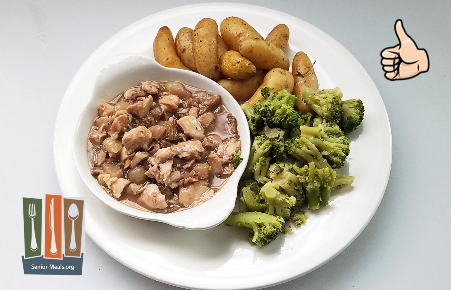 Coq au Vin with Fingerling Potatoes and Broccoli with Onions - $14