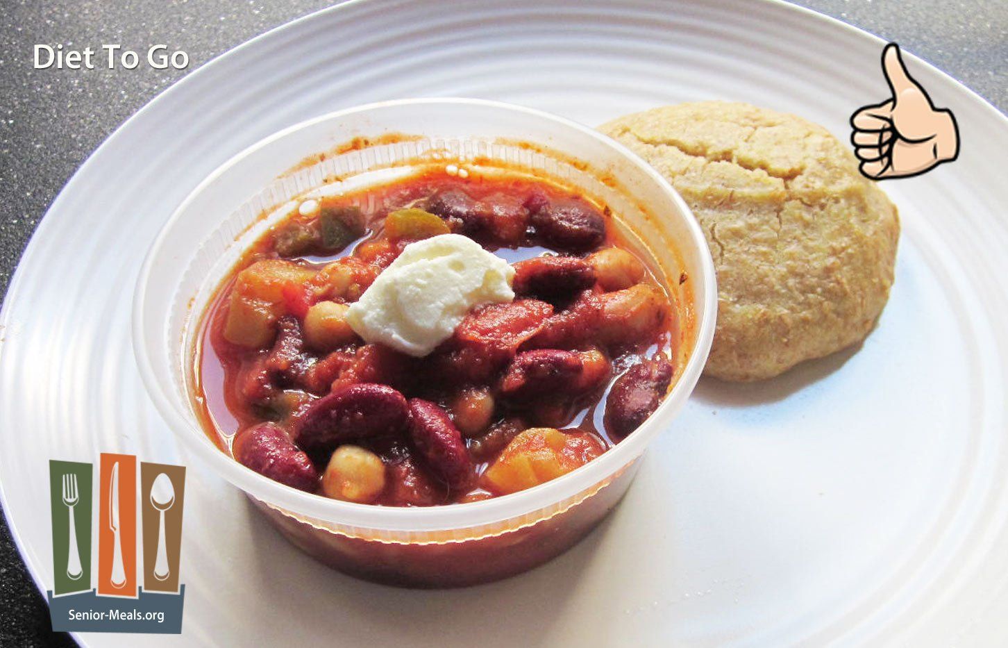 Chili with a Biscuit and Sour Cream