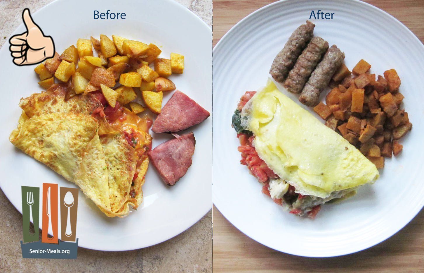 Breakfast Omelets Before and After